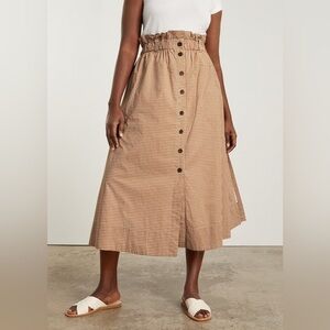 NWT Everlane The Easy Button-Front Gingham Paper-Bag Skirt XS